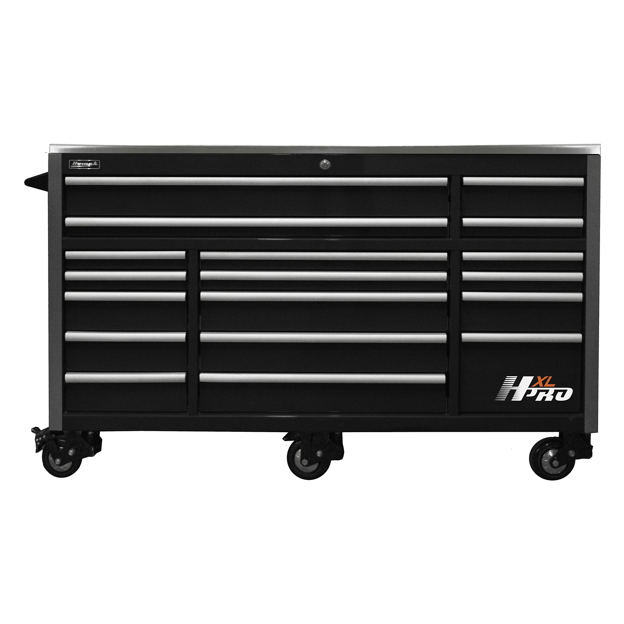Homak, Big Dawg HXL Pro, 72" Roller Cabinet With SS Top, Black, Heavy-duty 16-gauge steel, Model #HX04072171